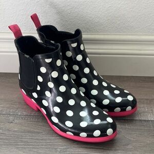Kate Spade Polka Dot Rain Boots - Black and Pink